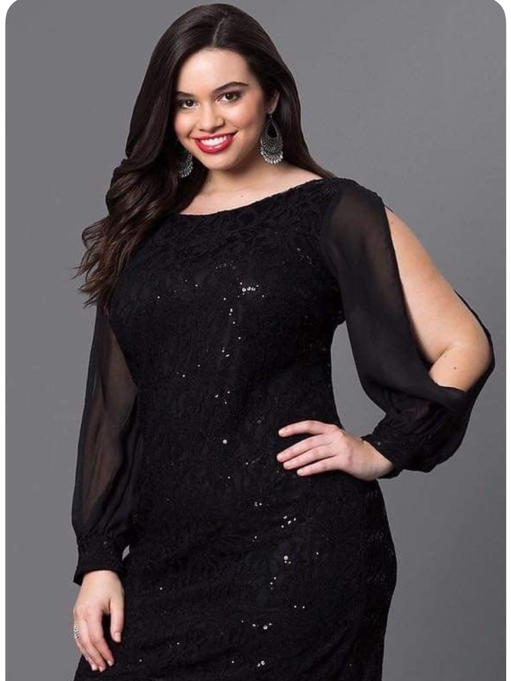 Scarlett Cocktail Evening Dress Black Lace Overlay Plus Size 18